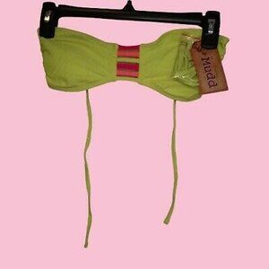NWT S Mudd Neon Yellow Swimsuit Bathing Suit Separates - TOP ONLY strapless tube